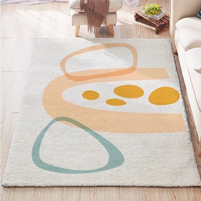 Tappeto semplice grigio chiaro Tappeto lavabile in poliestere dalla linea irregolare per la decorazione domestica