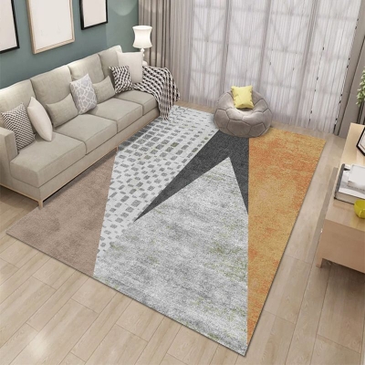 Tappeto moderno per interni lavabile in poliestere a blocchi di colore per la decorazione domestica