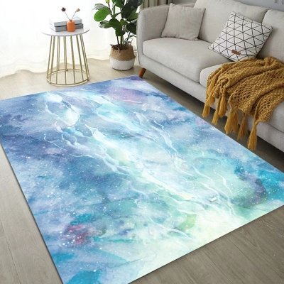 Tappeto moderno blu Tappeto modello poliestere Tappeto resistente alle macchie per la decorazione domestica