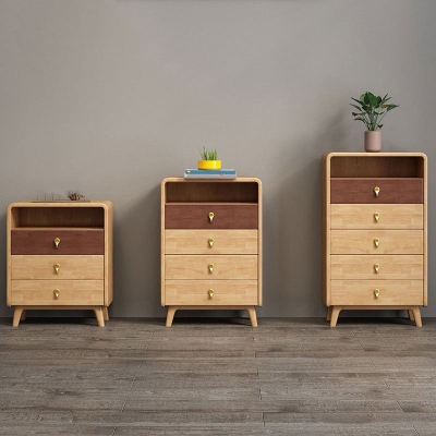 Glam Home Aufbewahrungstruhe, vertikale Truhe aus Gummiholz ​​mit Schubladen