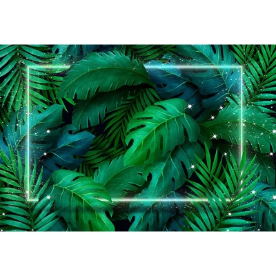 Attraente decorazione murale per soggiorno con stampa di foglie di piante tropicali