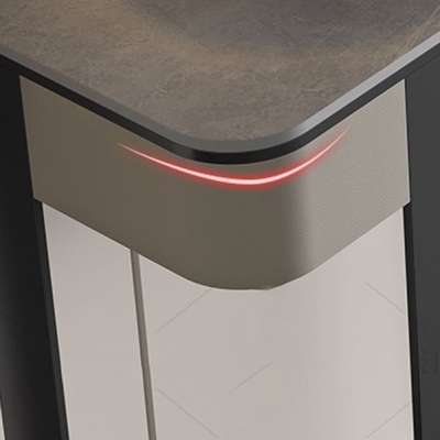 Glamour-Konsolen-Akzenttisch, Halbmond-Sofatisch mit Antik-Finish in Stein
