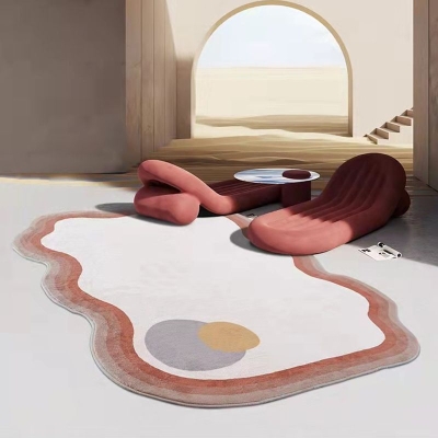 Tappeto moderno marrone Tappeto in poliestere colorato in pezzi Tappeto resistente alle macchie per la decorazione domestica