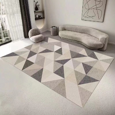 Tappeto moderno grigio scuro Tappeto geometrico in poliestere Tappeto lavabile per salotto
