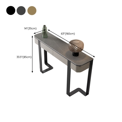 Glamour-Konsolen-Akzenttisch, Halbmond-Sofatisch mit Antik-Finish in Stein