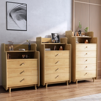 Glamour&ouml;se Schlafzimmer-Aufbewahrungskommode, vertikale Truhe aus Gummiholz ​​mit Schubladen