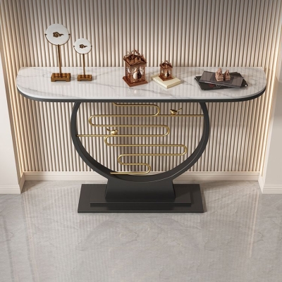 Glam-Konsolen-Akzenttisch, Sofa-Konsolentisch mit Antik-Finish in Stein