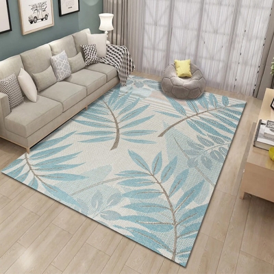Tappeto moderno per interni tonalit&agrave; blu Tappeto con stampa vegetale in poliestere Tappeto di facile manutenzione per la decorazione domestica