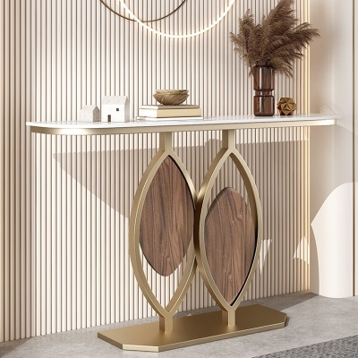11" breiter Stone Glam Konsolentisch Halbmond-Konsolensofatisch