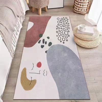 Tappeto a blocchi di colore rosa Tappeto nordico in poliestere resistente alle macchie per la decorazione domestica