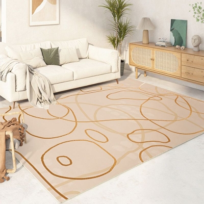 Tappeto moderno marrone scuro Tappeto lavabile in poliestere a blocchi di colore per la decorazione domestica