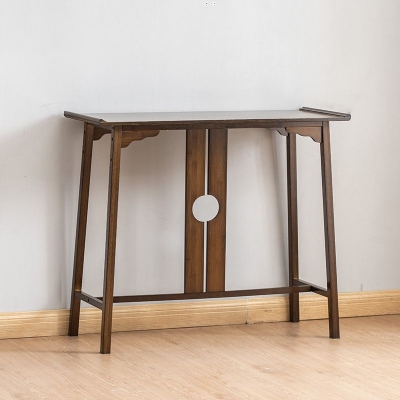 Mid-Century Modern Konsolentisch Dunkelbrauner rechteckiger Konsolentisch aus massivem Holz