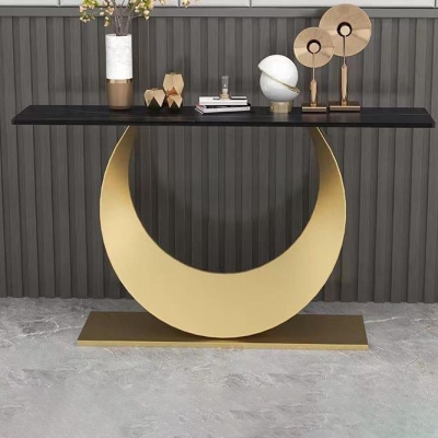 Glam Stone Konsolen-Sofatisch, rechteckiger Konsolen-Akzenttisch aus Metall f&uuml;r den Flur