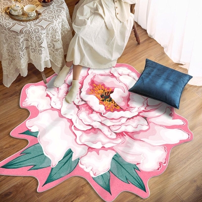 Tappeto a fiori rossi Tappeto semplice in poliestere resistente alle macchie per soggiorno