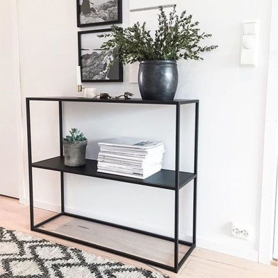Tavolo consolle moderno alto 31,5" Tavolo con accenti in ferro con ripiano
