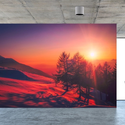 Decorazione murale con motivo di fotografia di bagliore serale, decorazione murale orizzontale per soggiorno