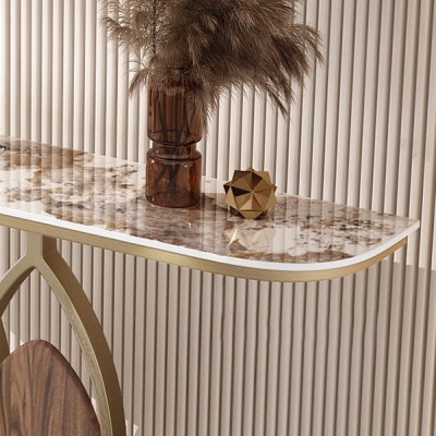 Halbmond-Konsolen-Akzenttisch, Antik-Finish, Sofa-Konsolentisch aus Stein