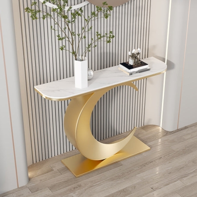 31,5" H Glam Halbmond-Konsolen-Akzenttisch, Antik-Finish, Konsolen-Sofatisch