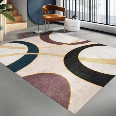Splendido tappeto geometrico Tappeto grigio in poliestere resistente agli strappi per soggiorno