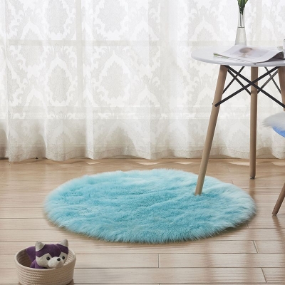 Tappeto in peluche tinta unita Tappeto a forma circolare resistente alle macchie per la decorazione domestica
