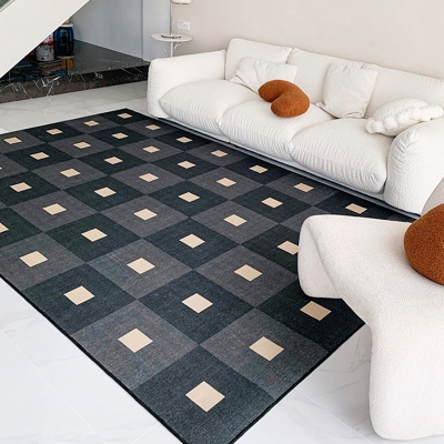 Tappeto moderno grigio scuro Tappeto con motivo in poliestere Tappeto resistente alle macchie per soggiorno