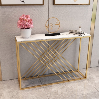 Moderner Konsolen-Akzenttisch, rechteckiger Konsolen-Sofatisch in Antik-Finish aus Marmor