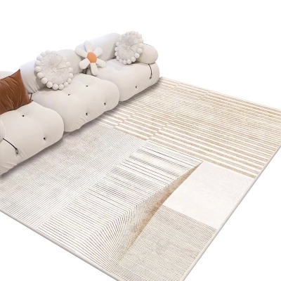 Tappeto beige nordico Tappeto in linea di poliestere Tappeto lavabile per salotto
