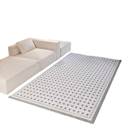 Tappeto marrone casual Tappeto per interni in poliestere modello resistente agli strappi per soggiorno