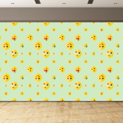 Adesivo murale resistente alle macchie Cartoon Emoji Illustration Soggiorno