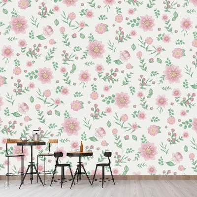 Carta da parati murale resistente con illustrazioni di piante Decorazione murale ecologica per la camera da letto