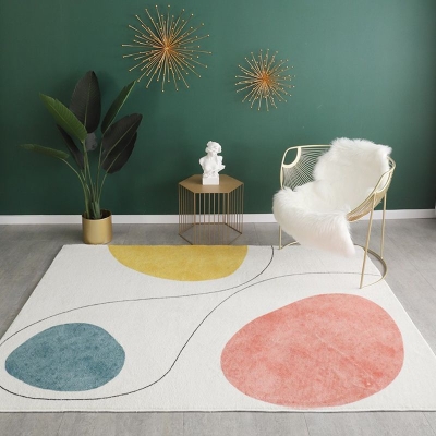 Tappeto in pezzi di colore bianco Tappeto moderno per interni in poliestere Tappeto con supporto antiscivolo per salotto