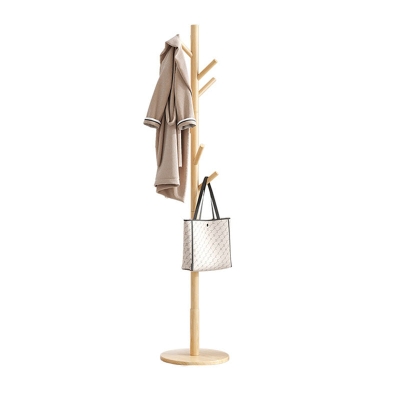 Moderner Kleiderb&uuml;gel mit Holzrahmen, freistehender Garderobe mit Haken