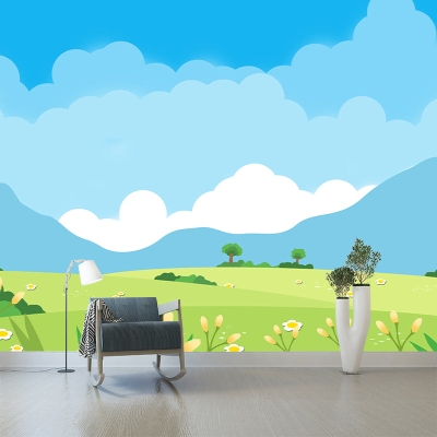 Carta da parati con illustrazioni di paesaggi, decorazione murale resistente alla muffa per la camera da letto