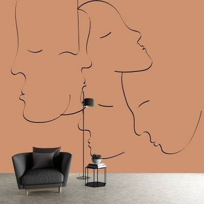 Carta da parati Line Art, resistente alla muffa, decorazione murale per la camera da letto