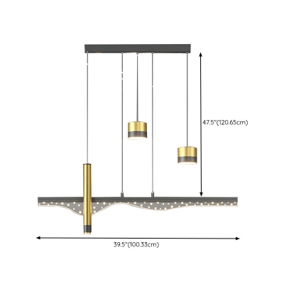 Plafoniera a LED con illuminazione a isola per cucina nera contemporanea a 3/4/5 luci per foyer