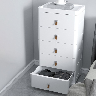 Zeitgen&ouml;ssische grau-wei&szlig;e Kommode aus Kunststoff mit Schubladen f&uuml;r das Schlafzimmer