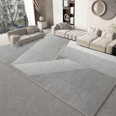 Tappeto moderno grigio chiaro Tappeto geometrico in poliestere Tappeto lavabile per la decorazione domestica