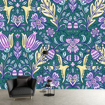 Illustrazione ambientale Murale Carta da parati Decorazione vegetale Murale per interni