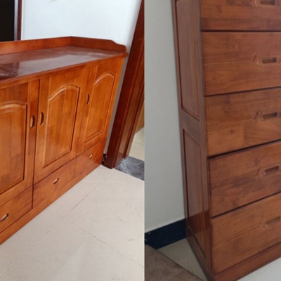 Cassapanca verticale in legno di gomma per camera da letto moderna con cassetti