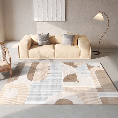 Tappeto moderno color cammello Tappeto grafico per interni in poliestere Tappeto lavabile per salotto