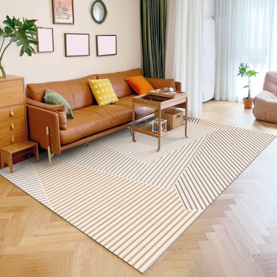 Tapete listrado simples e moderno de poli&eacute;ster tapete interno antiderrapante para sala de estar