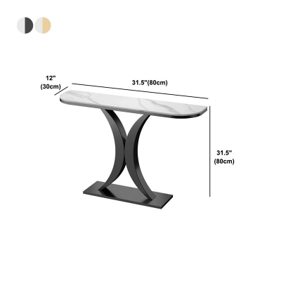 Tavolo resistente alle macchie Tavolo Glam in pietra 11,81" L x 31,49" H Tavolo a mezzaluna