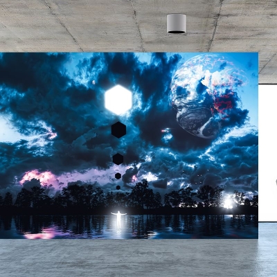 Carta da parati decorativa murale con fotografia del cielo. Carta da parati per interni