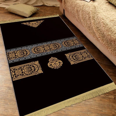 Tappeto lavabile moderno con tappeto nero grafico in poliestere per la decorazione domestica