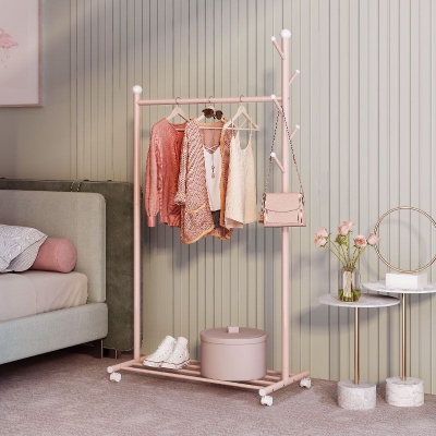Zeitgen&ouml;ssische H&auml;ngegarderobe aus Metall in Baumform f&uuml;r den Flur, unteres Regal f&uuml;r den Eingangsbereich