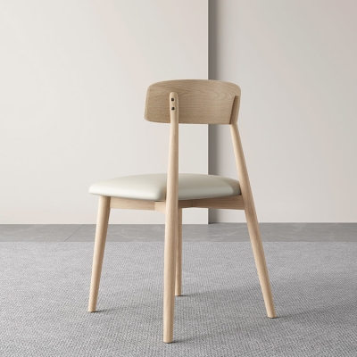 Sedia da pranzo moderna in legno massello senza braccioli per sala da pranzo con schienale aperto