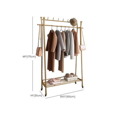 Zeitgen&ouml;ssische Garderobe mit Metallrahmen, Kleiderstange, Aufbewahrungsregal und Flurst&auml;nder mit 2 Haken