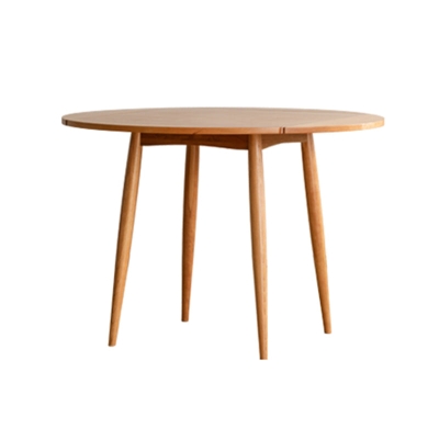 Tavolo da pranzo moderno con piano rotondo con ribalte in legno massello e 4 gambe