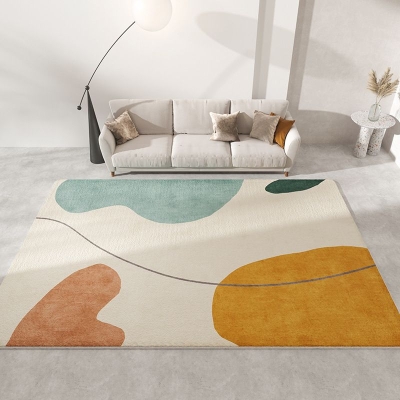 Tappeto moderno bianco Tappeto a blocchi di colore in poliestere Tappeto antimacchia per soggiorno