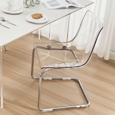 Sedia da pranzo laterale in acrilico con schienale basso in stile contemporaneo per la casa